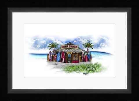 Framed Tropical Fade Surf Shack Print
