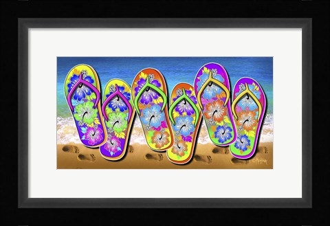 Framed Tropical Flip Flops Print