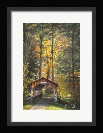 Framed Red House Covered Bridge Print