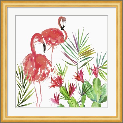 Framed Flamingo Pairing Print