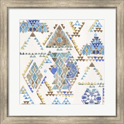 Framed Blue Aztec Print