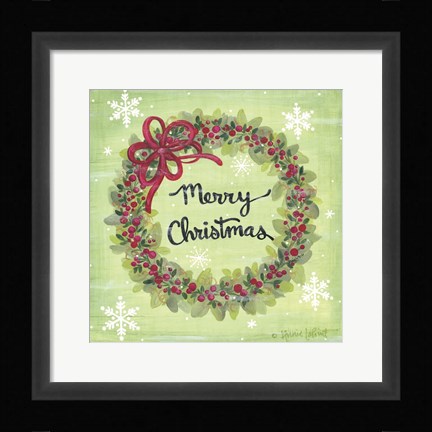 Framed Merry Christmas Wreath Print
