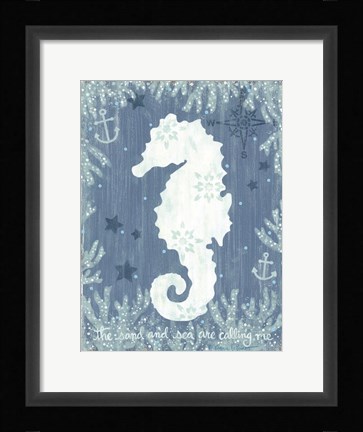 Framed White Seahorse Print