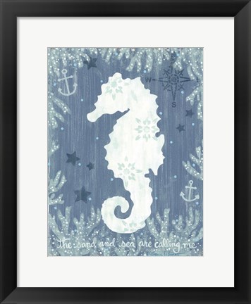 Framed White Seahorse Print