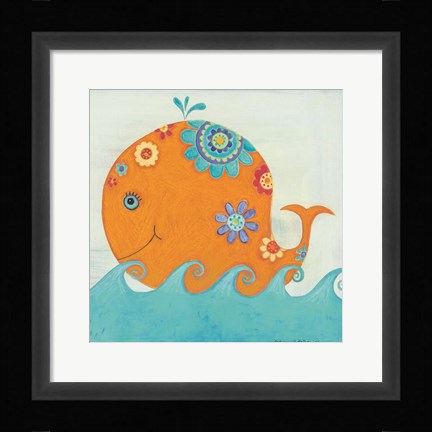 Framed Happy Floral Whale Print