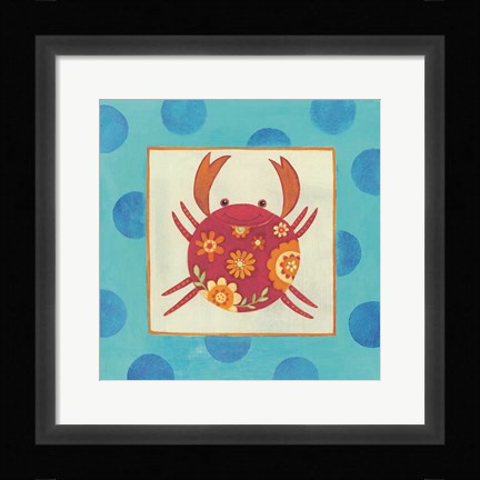 Framed Happy Floral Crab Print