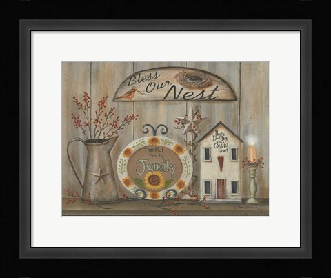Framed Bless Our Nest Country Shelf Print