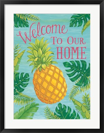 Framed Tropical Leaves &amp; Pineapple Print