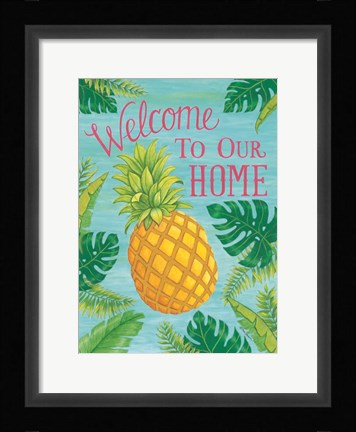 Framed Tropical Leaves &amp; Pineapple Print