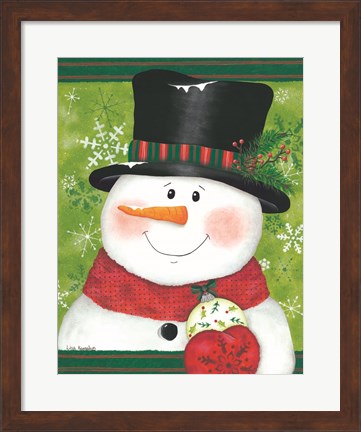 Framed Snowman with Bulb Print