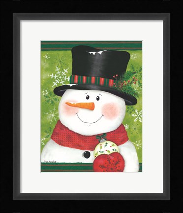 Framed Snowman with Bulb Print