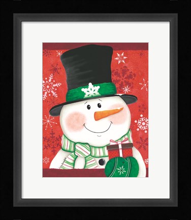 Framed Snowman with Gift Print