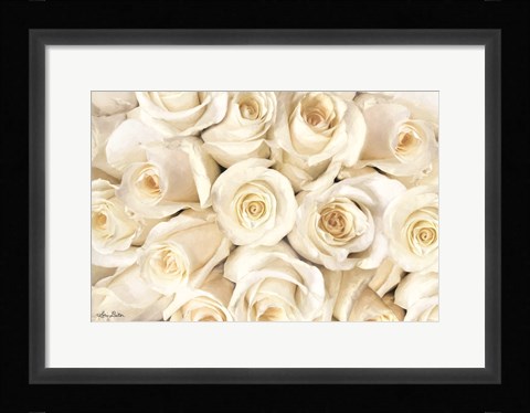 Framed Top View - White Roses Print