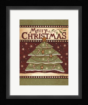 Framed Merry Christmas Tree Print