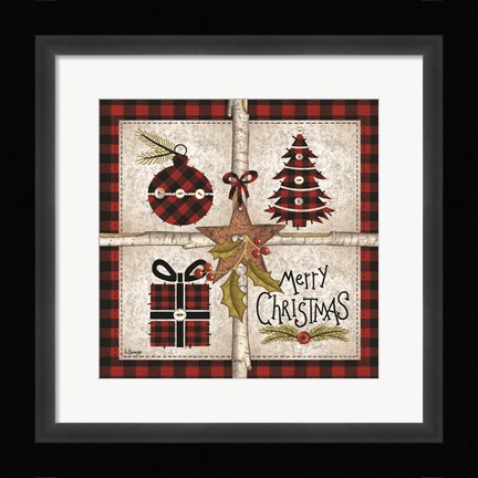 Framed Four Square Merry Christmas Print