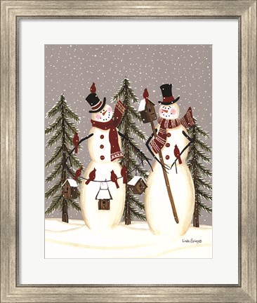 Framed Snowy Day Snowmen Print