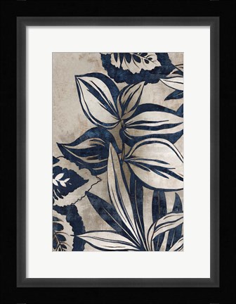 Framed Blue Foliage I Print