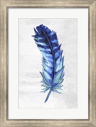 Framed Indigo Feather I Print