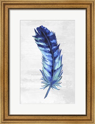 Framed Indigo Feather I Print