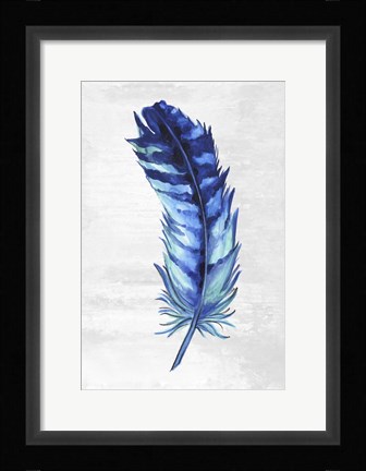 Framed Indigo Feather I Print