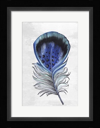 Framed Indigo Feather III Print