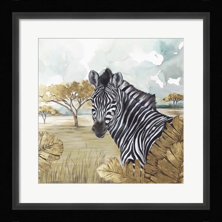 Framed Golden Zebras Print