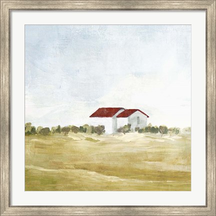 Framed Red Farm House I Print
