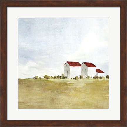 Framed Red Farm House II Print