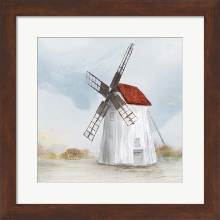 Framed Red Windmill II Print