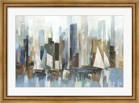 Framed Boats by the Shoreline Print