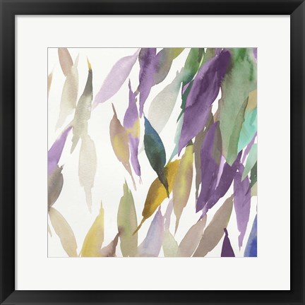 Framed Fallen Colorful Leaves II Violet Version Print
