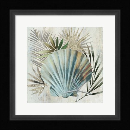 Framed Turquoise Shell I Print