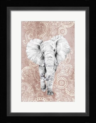 Framed Pink Paisley Elephant Print