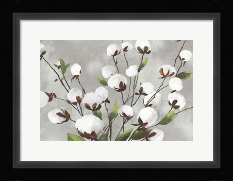 Framed Cotton Ball Flowers I Print