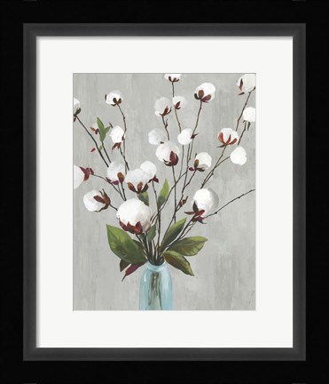 Framed Cotton Ball Flowers II Print
