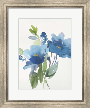 Framed Blue Flower Garden II Print