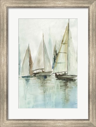 Framed Blue Sailboats III Print