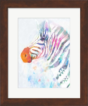 Framed Fluorescent Zebra I Print