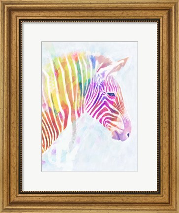 Framed Fluorescent Zebra II Print