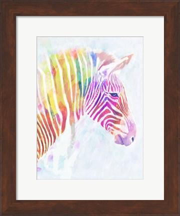 Framed Fluorescent Zebra II Print