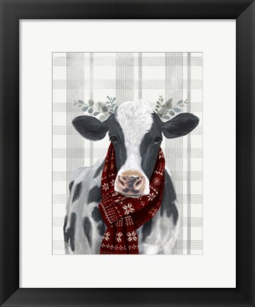 Framed Yuletide Cow I Print