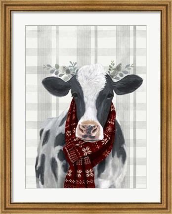 Framed Yuletide Cow I Print