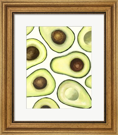 Framed Avocado Arrangement I Print
