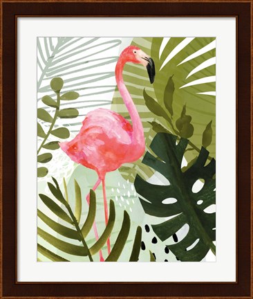 Framed Flamingo Forest II Print
