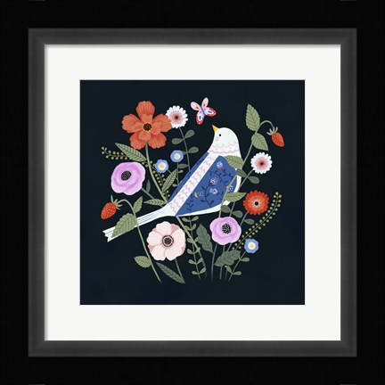 Framed Folk Garden I Print