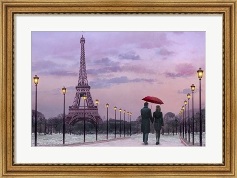 Framed Red Umbrella Print