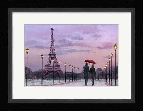 Framed Red Umbrella Print