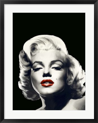 Framed Red Lips Marilyn In Black Print