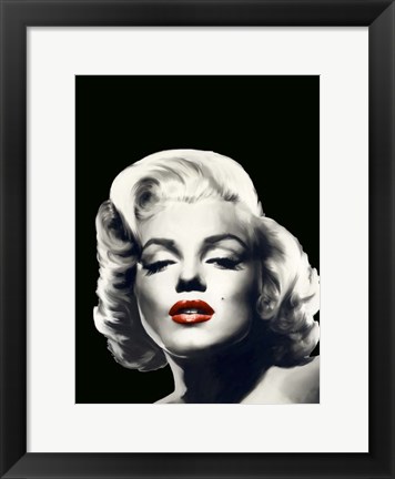 Framed Red Lips Marilyn In Black Print
