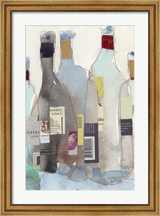Framed Wine Bottles III Print